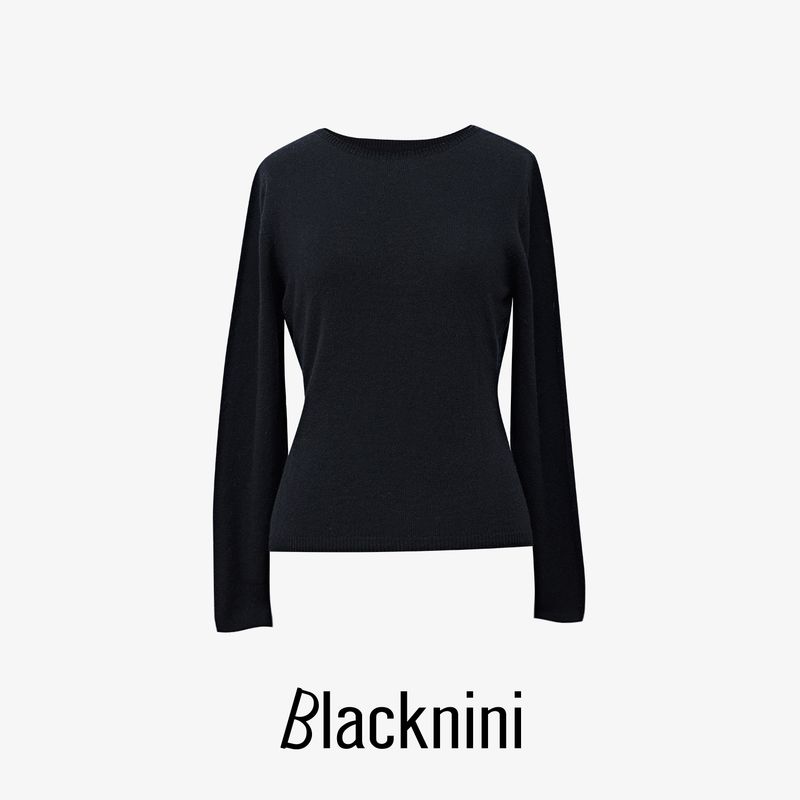 

Blacknini Инь ВАФ/ Облачная Мягкая База Кашемир Ангора! Островная тонкая машинная бесшовная флисовая вязка Black (90% wool 10% cashmere) L