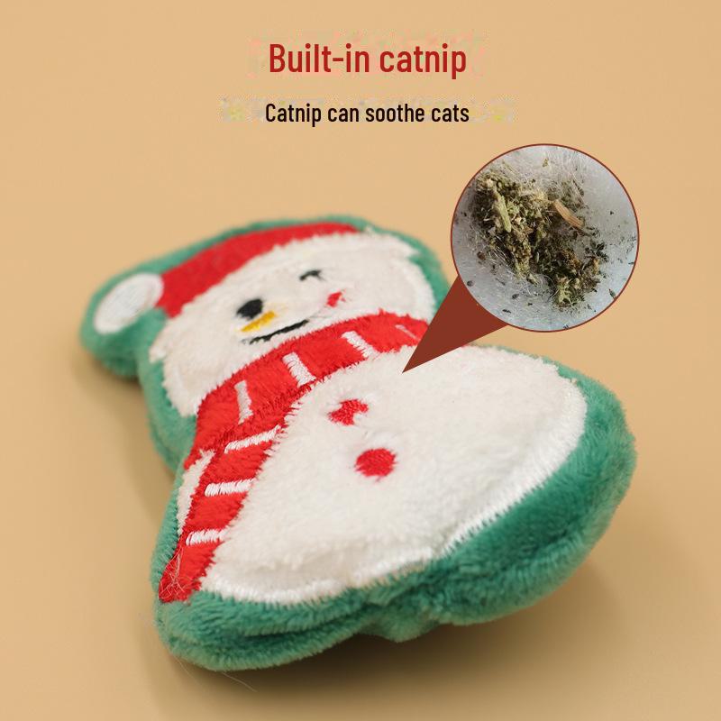 Plush Christmas Cat Toy with Catnip - Self-Entertainment & Chewable