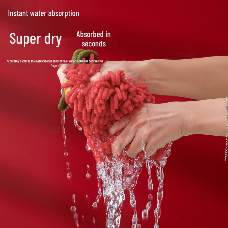 Festive Chenille Hand Towel - Absorbent, Thick, Hanging Towel for Kitchen & Bathroom
