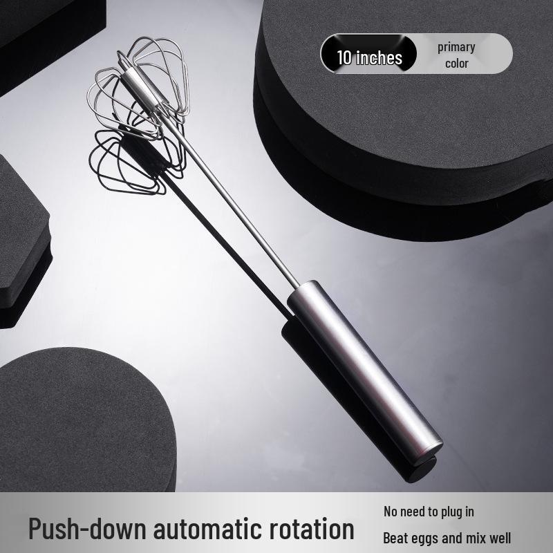 Handheld Semi-Automatic Egg Beater & Milk Frother - Stainless Steel Whisk for Baking