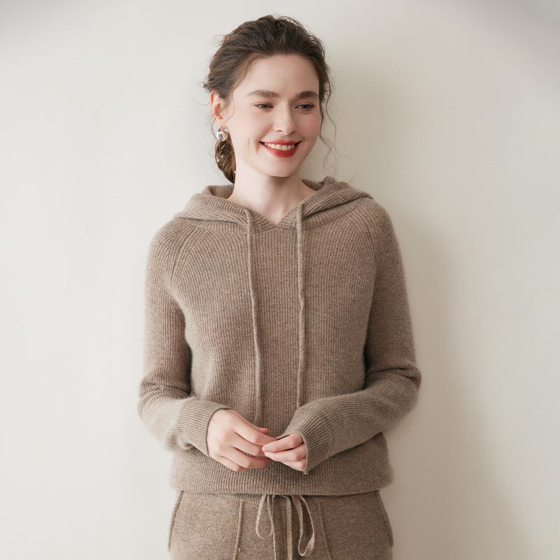 Hooded Women's Cashmere Sweater - Soft, Versatile, Korean-Style Knitwear for Autumn & Winter