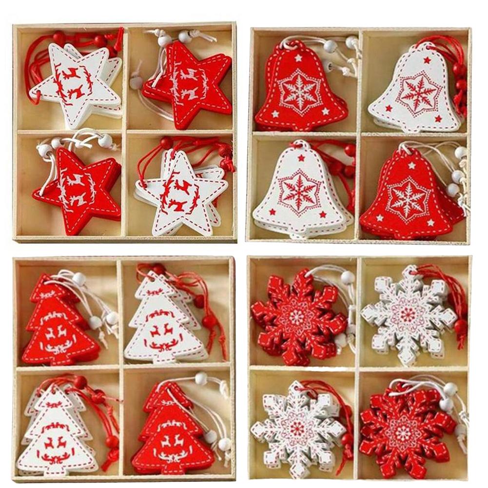 Christmas Celebrations Red White Hanging Decoration Charming Holiday Decor Beautifully Carved Shapes Convenient Hanging String