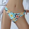 Women’s Sexy Seamless Thong One Piece Ice Silk Low Rise T‑Back  Pure Desire Printed Sporty G‑String