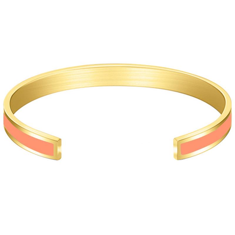 

CARLIDANA Trendy Stainless Steel Colorful Drop Oil Gold Color Plated Cuff Bangle for Women Jewelry Party Gift Drop Shipping помаранчевий