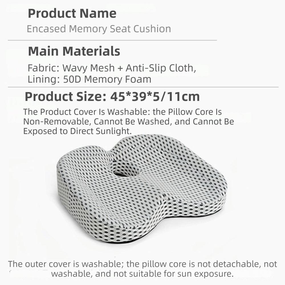 Slow Rebound Foam Seat Cushion Anti-Slip U-Shaped Office Chair Cushion Breathable Soft Height Increasing Pad Truck Seat