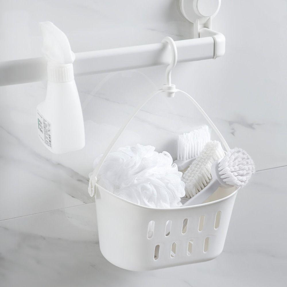 White Shower Storage Basket Hangable Sundries Hanging Basket Portable Sink Holder  Kitchen