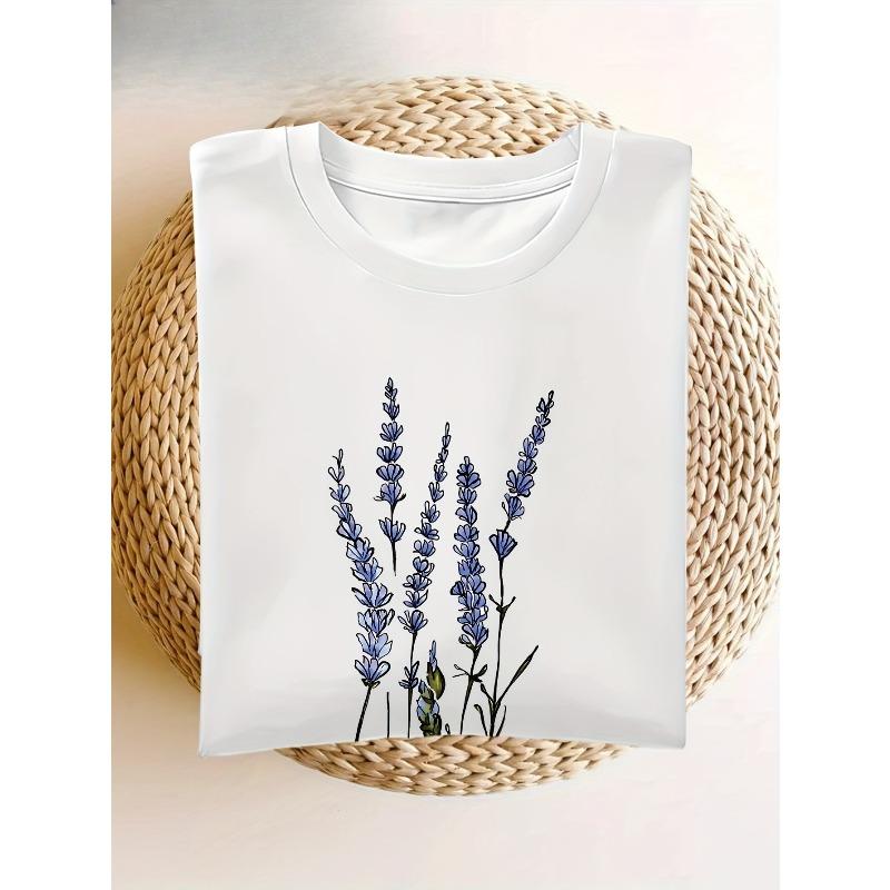 European Size Elegant Floral Print Women's  Short-Sleeve T-Shirt