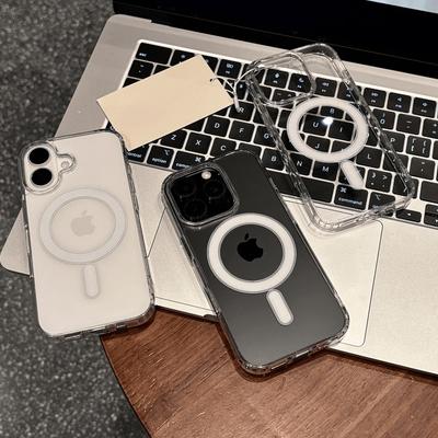 Pro iPhone 16 Promax Průhledné magnetické pouzdro na telefon pro Apple 15 Oficiální zjednodušené ochranné pouzdro 14PC Pevné pouzdro
