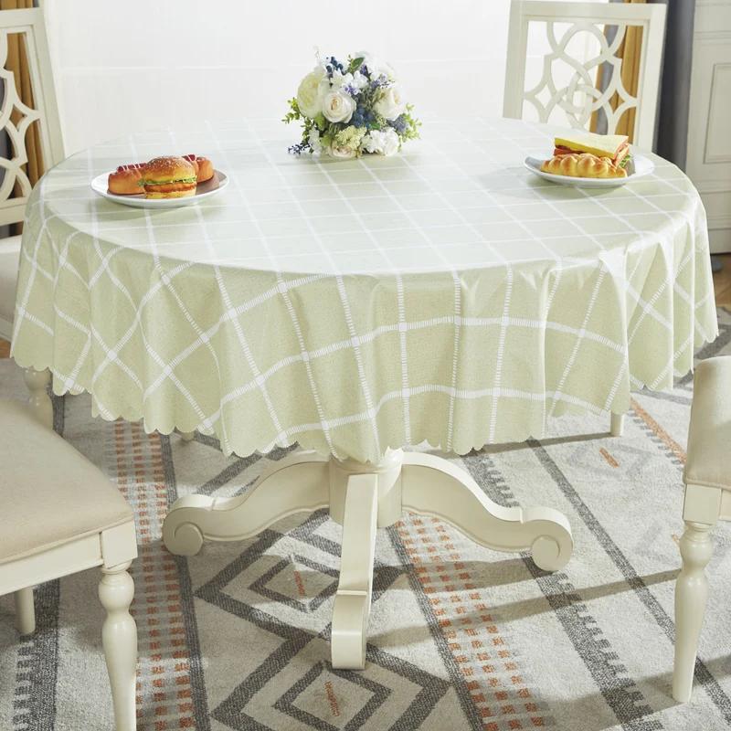Proud Rose Waterproof Round Table Cloth PVC Oil-proof Table Cover European Household Round Plastic Dining Tablecloth Table Cover