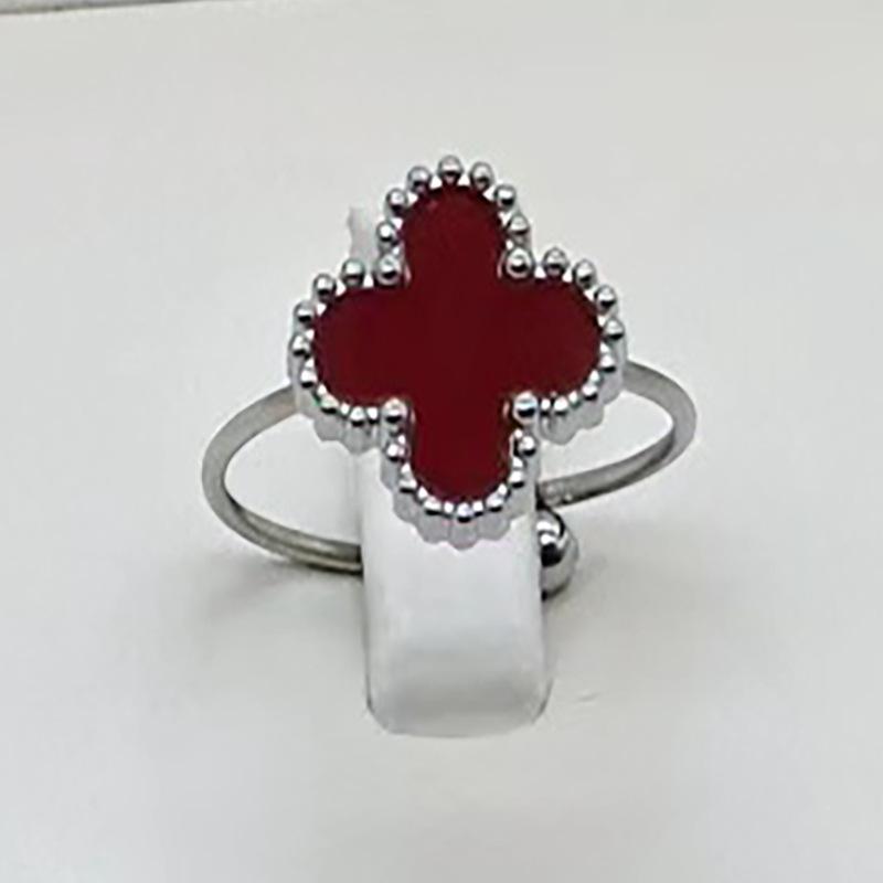 High Version Of The Four-Leaf Clover Ring Does Not Fade Opening Adjustable Titanium Steel Ring Simple Versatile Women's Ring