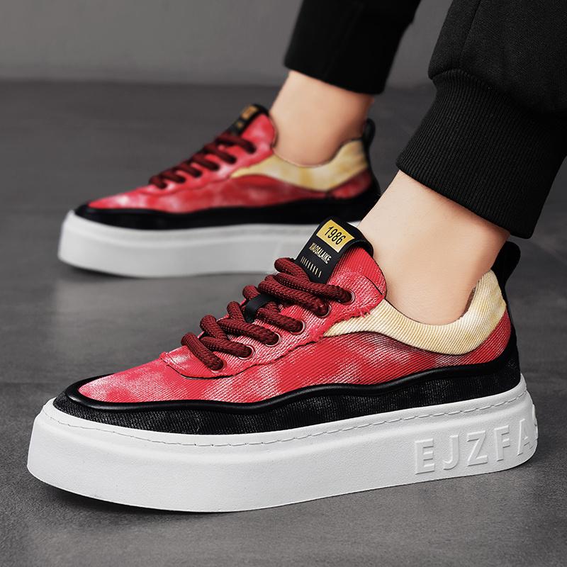 Hot Fashion Red Casual Canvas Sneakers Men Hip Hop Designer Canvas Shoes Man Breathable Vulcanized Shoes Men Skateboard Sneakers