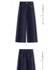 Spring/Summer 2025 Women's Vintage Denim Blue Wide-Leg Jeans: Nine-Point Slimming Petite Straight-Leg Pants