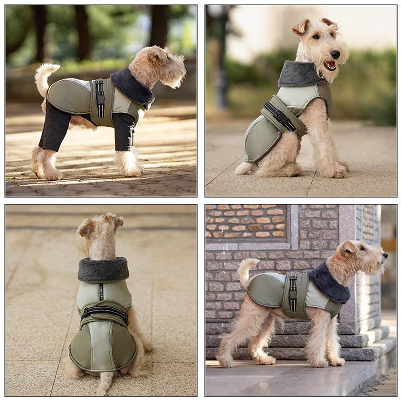 Dog Winter Jacket Small Medium Dogs High Fur Collar Dog Vest Coat Reflective Soft Padded Warm Dog Clothes Thicken Puppy Outfit