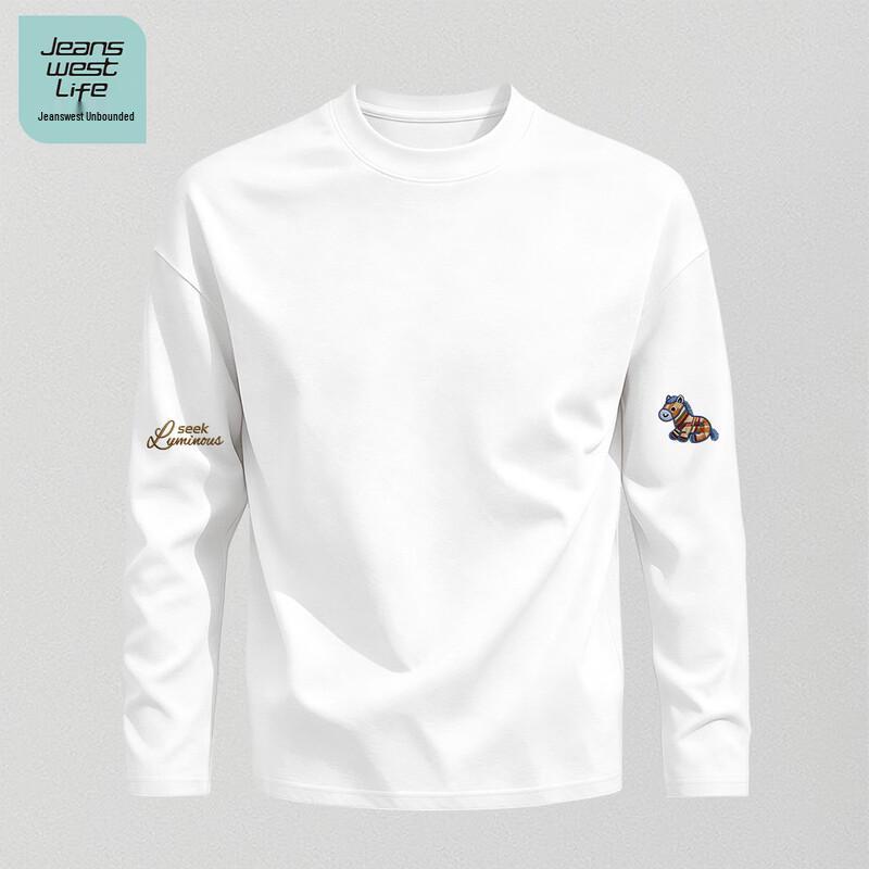 Jeanswest Life Men's Loose Cotton Long-Sleeve Crewneck T-Shirt