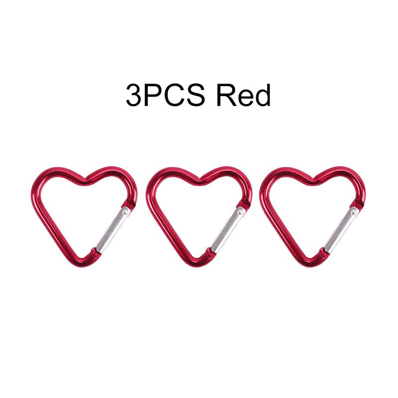 3PCS Heart Shaped Carabiner Colorful Aluminum Alloy Keychain for Camping Travel Luggage Key Ring Hanging Sorting Accessories ZYF