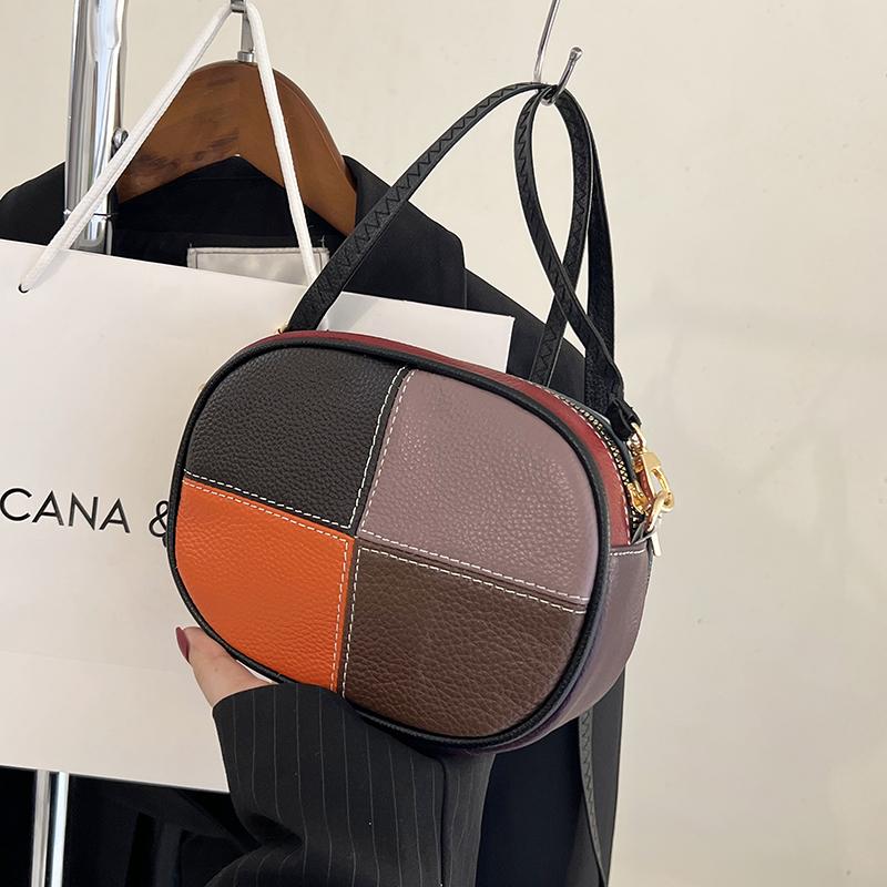 Luxury Genuine Leather Scraps Small Women's Messenger Tote Sac Fashion Leather Cow Ladies Shoulder Crossbody Bag