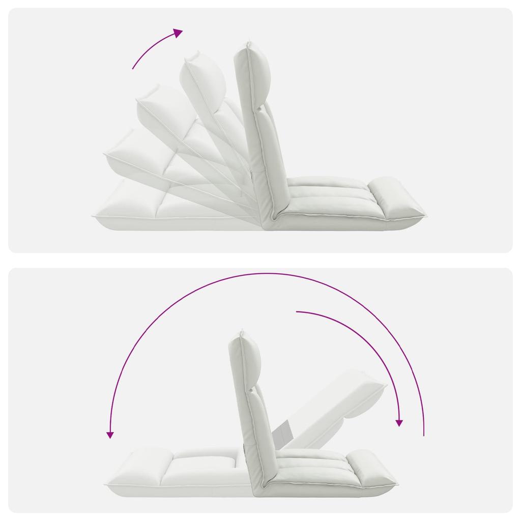 Adjustable Floor Chair White Faux Leather