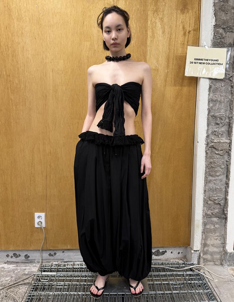 Gimmideoyeong G_Lace Knit Balloon Pants / Black
