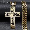 Colier Coroană de Spini Cruce Isus Hip Hop Punk pentru Bărbați Oțel Inoxidabil Placat cu Aur Pandantiv Crucifix Coliere Bijuterii N8052