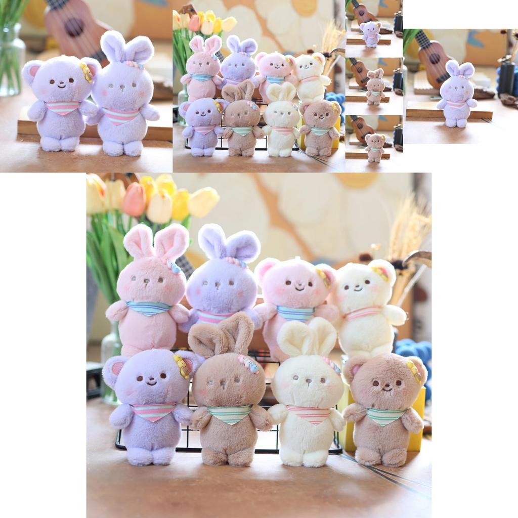 Cute Bunny Plush Keychain Ultra-soft Short Plush Stuffed Animal Backpack Accessory