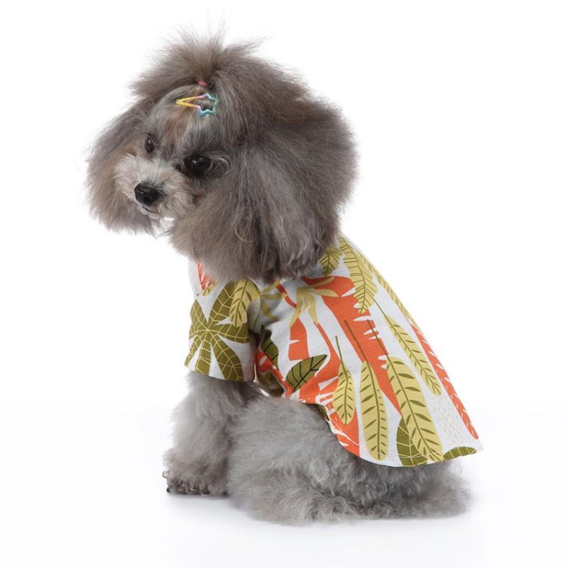 Lightweight Hawaiian-Style Dog Shirt Teddy Corgi Breathable Pet Tee 4 Sizes S To XL