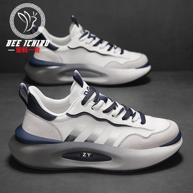 Men's Shoes Retro High-end Dad Shoes Summer Mesh Leather Heightening Casual Breathable Sports Shoes