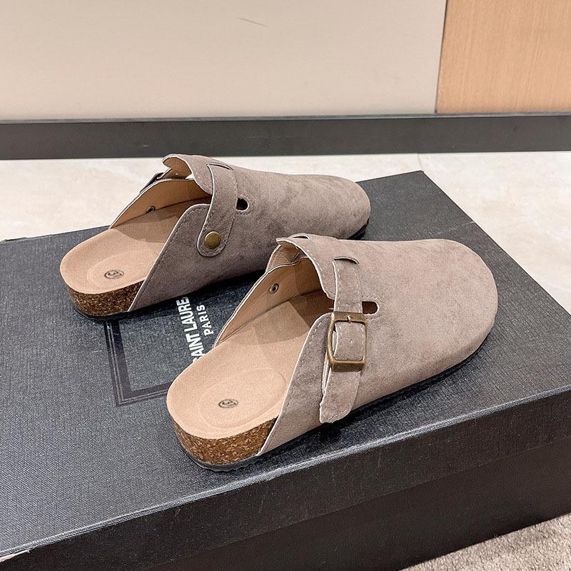 Fashion Women's Suede Mules Slippers Men Clogs Cork Insole Sandals with Arch Support Outdoor Beach Slides Home Shoes