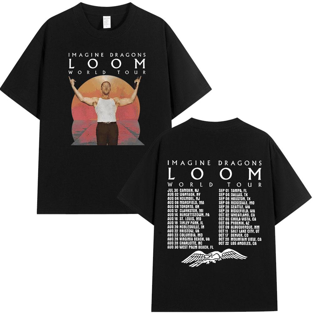 Summer Adult Imagine Dragons Loom World Tour Rock Band Tshirt Cartoon Dragon High Quality 100 Cotton Mens Women Shortsleeved