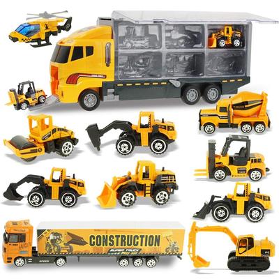 12 v 1 Slitinové stavební vozy 1:64 Mini stavebních modelů vozidel Mini slitinová autíčka Nakladač Traktor Bagr Hračka pro kluky Dárky
