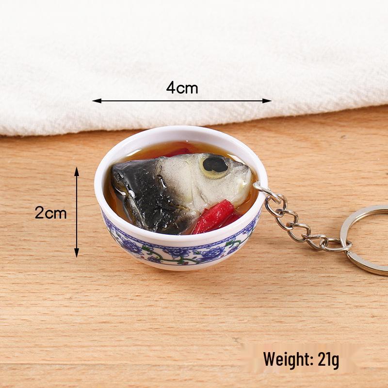 

Blue & White Porcelain Simulation Food Bowl Keychain - 4cm Miniature Chinese Style Hanging Ornament Model (No Hook, No Hole)