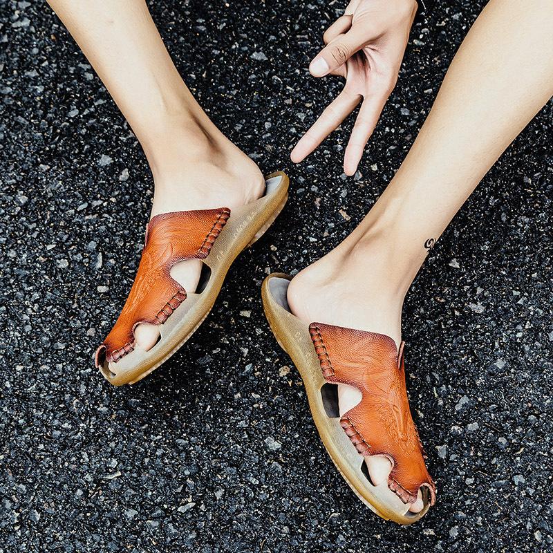 Slippers summer baotou non-slip large size cool slippers lazy beach leather sandals