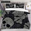 Black Skull Skeleton Bedding Set Paisley Floral Gothic Luxury Soft Bedding Set Bed Set Quilt Cover Twin Single Queen King Size