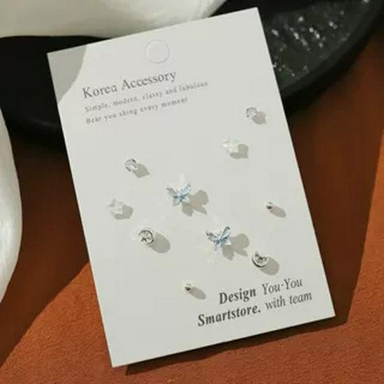 2024 New Blue Tone Silver Stud Earrings for Women