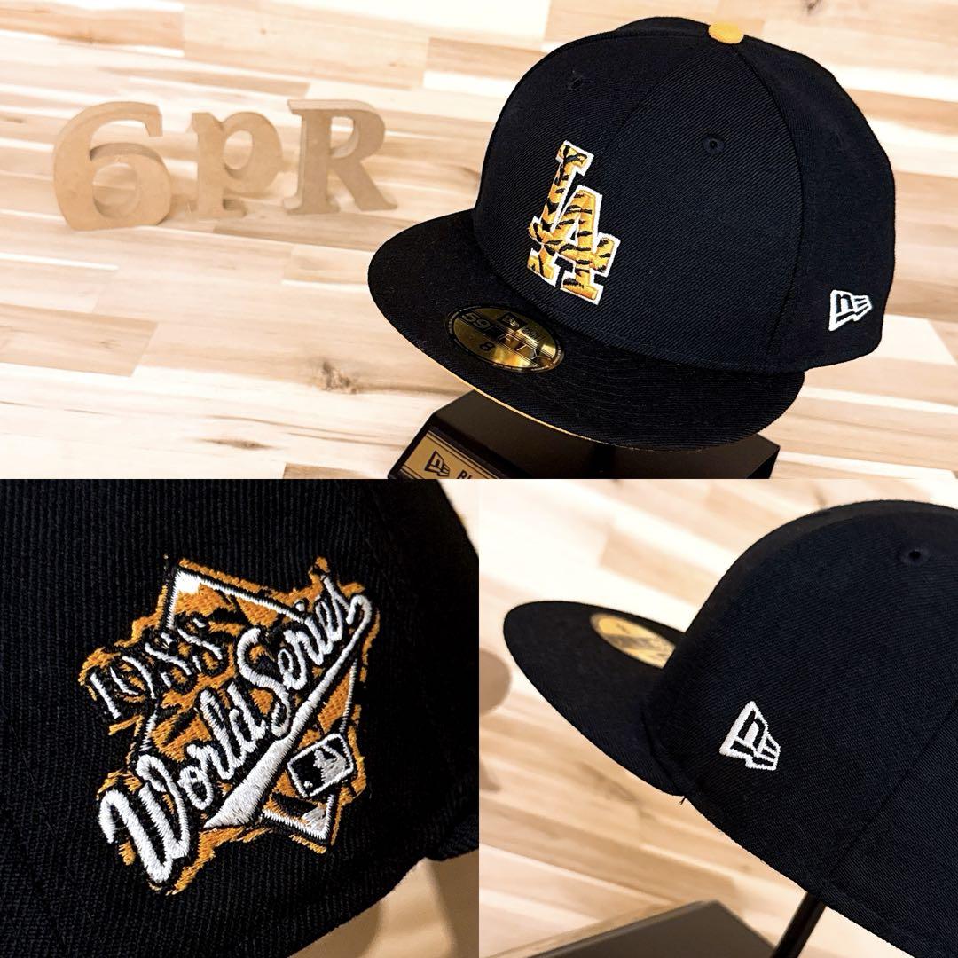 

[USED] Rare New Era x Dodgers Tiger LA Logo Tiger Print Cap in Black and Orange