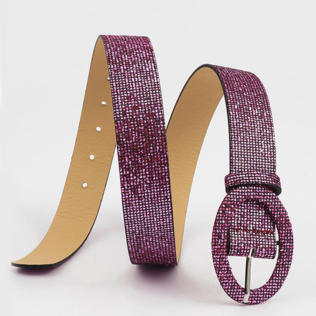 Bright Female Waist Belt Waist Chain Luxury Sweet Waist Belt Fashion Belts Full Sequins Adjustable Oval Buckle Belt