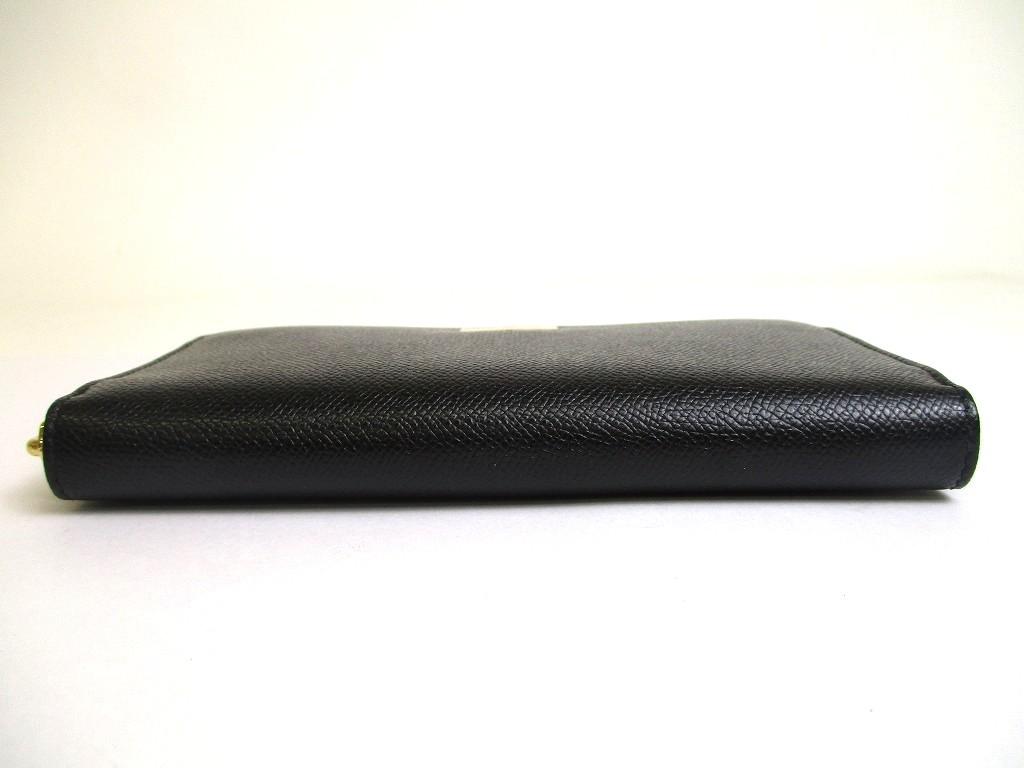 Authentic Salvatore Ferragamo Gancini Black Leather Gold H/W Round Zip Wallet #a687  Refurbished