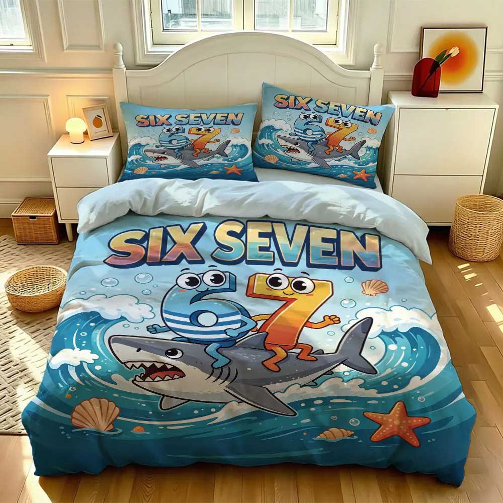 Six Seven Brick Character bedding Throw Blanket, Cartoon Birthday Gifts for Men Women Adults, Soft Comforter for Bedding Set