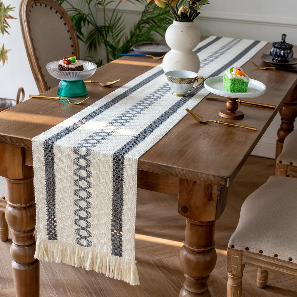 Interior Mat Decorative Dining Table Cloth Table Flag Long Table Mat Cotton And Linen Woven Cover Fabric Retro Classic Home
