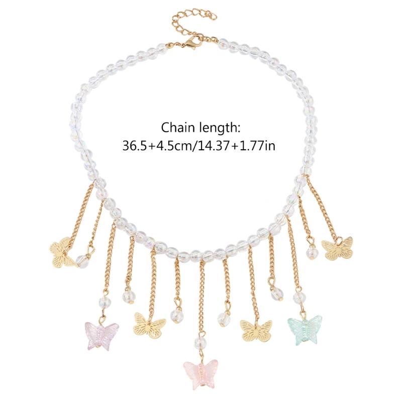 Sparkling Butterfly Pendant Necklace Delicate Tassels Necklace Charming Necklace Perfect for Daily Wear Parties and Gift