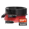 20FT Solar Panel Extension Wire with Female & Male Connectors 10AWG 1 Pair