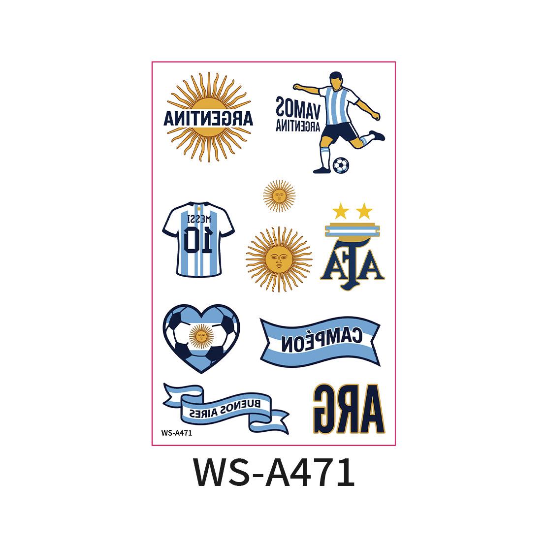

World Cup Argentina Belgium Fans Flag Face Sticker Waterproof Competition Game Tattoo Sticker 120*76mm