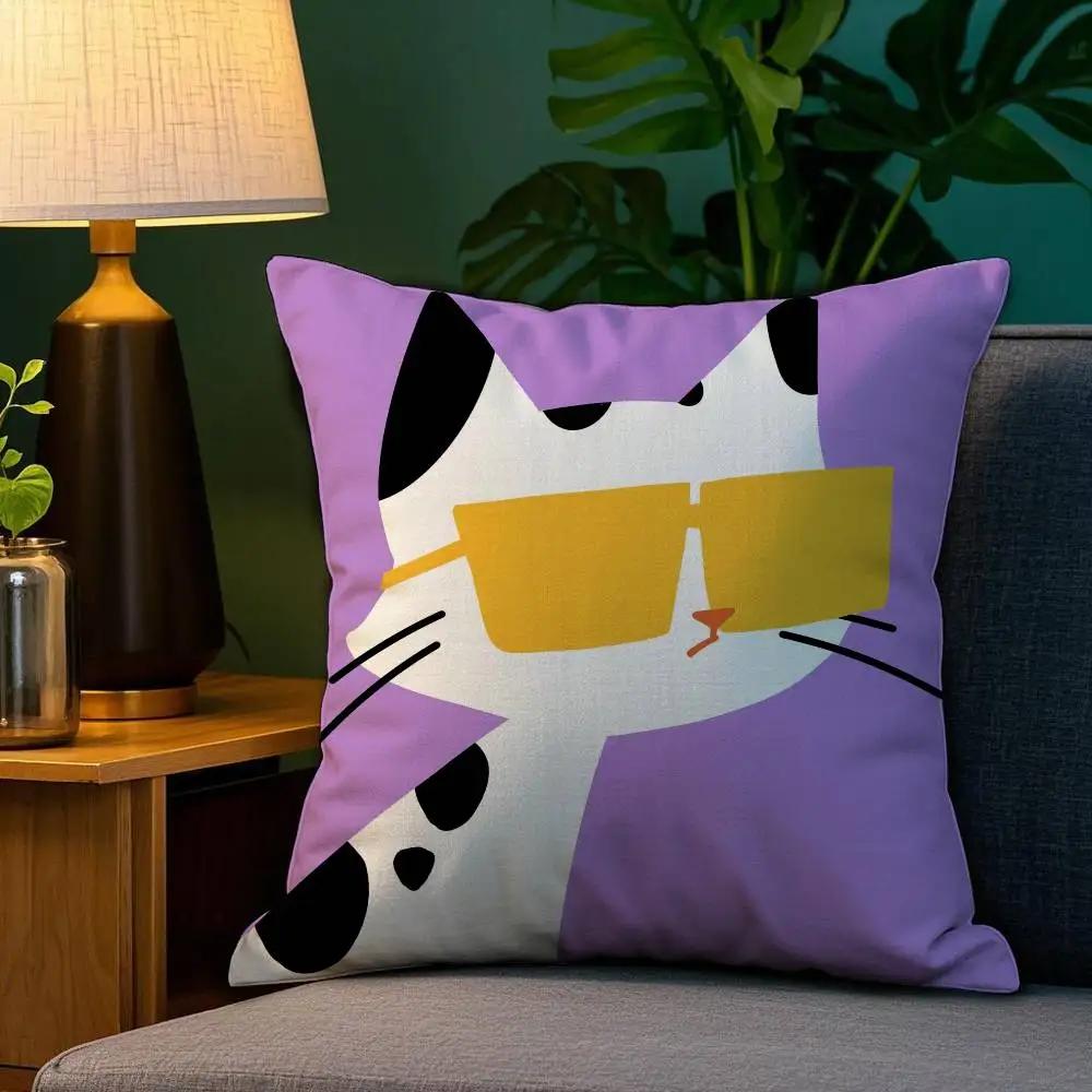 Home Decor Animals with Sunglasses Cushion Covers Pattern Cushion Cover Suitable for Sofa Bedroom Car Pillow Cover