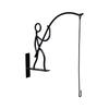 Creative Fisherman Wall Hook Metal Plant Hanger For Indoor Outdoor Decoration Iron Construction Planter Holder