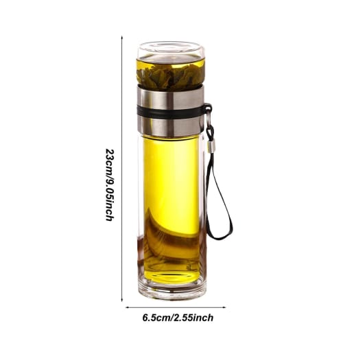 Tea and Water Separator Cup, Glass Tea Infuser Bottle, Leakproof Infuser Water Bottle - Portable Water Separator Tea Bottle for Tea Cups, Tea Bottles,