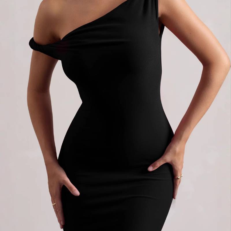 Sexy Elegant Off Shoulder Bodycon Dress With Handcrafted Splicing For Evening And Party Wear