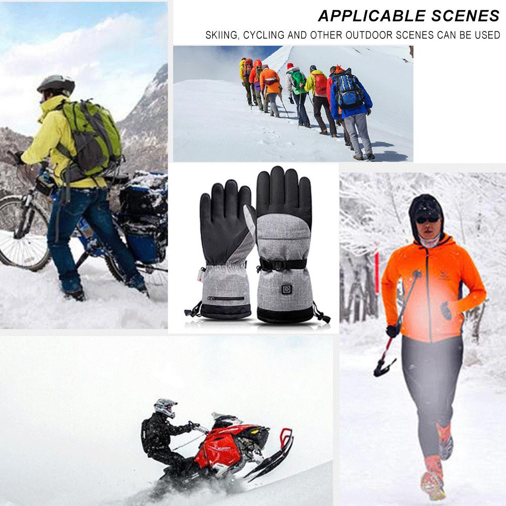 Winter Electric Heated Gloves Hand Warmer Heating Glove With 2 Battery Box Rechargeable Waterproof Thermal Gloves for Hiking Ski