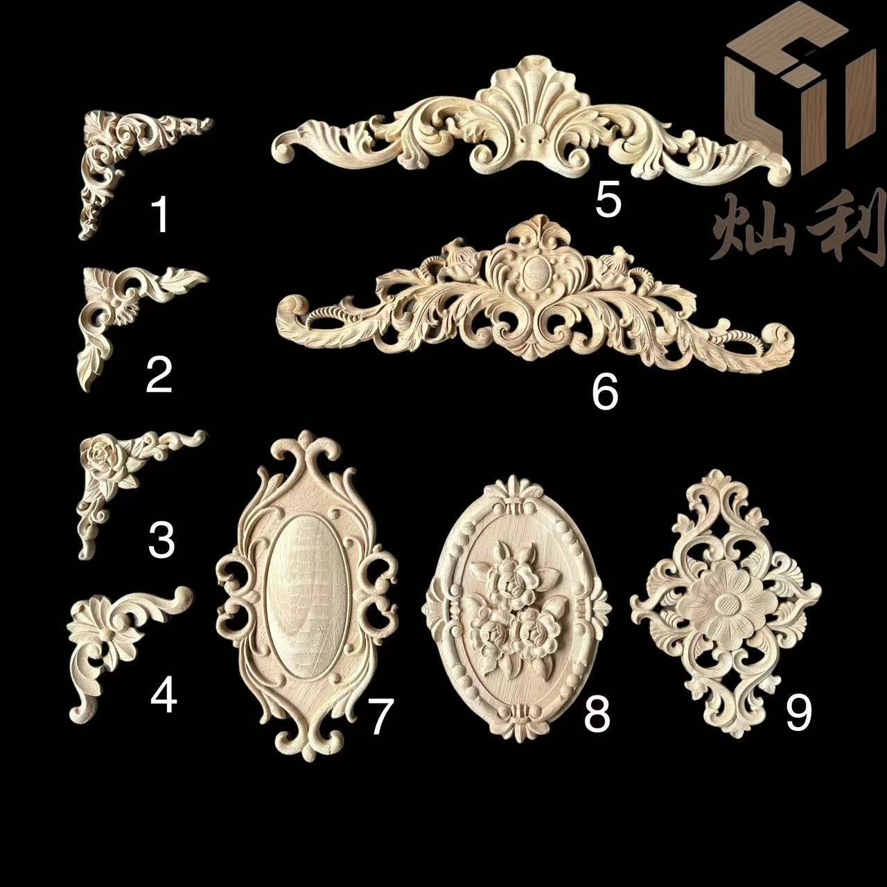 European Solid Wood Applique – Exquisite Carved Floral Cabinet Door Decoration Style 4: 4x4cm