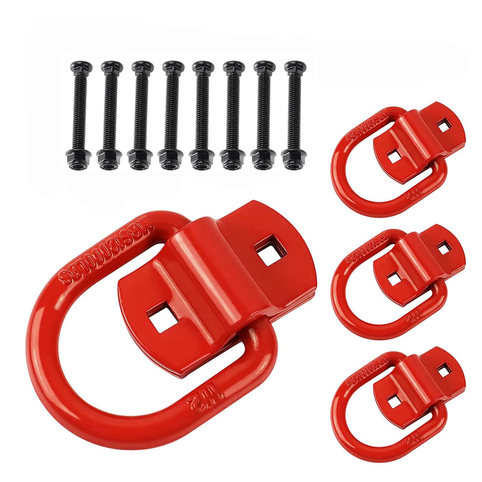 4PCS Stainless Steel D-Ring Car Trailer Hook Tie Down Anchors Heavy Duty Galvanized Iron Multi-Purpose Cargo Point for Trucks Tr красный