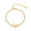 Stainless Steel Dolphin Double Stacked Gold Bracelet Ladies Elegant Jewelry 2435