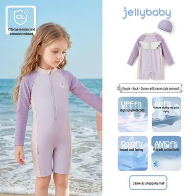 JELLYBABY Unisex Kids Antibacterial Long Sleeve One-Piece Swimsuit
